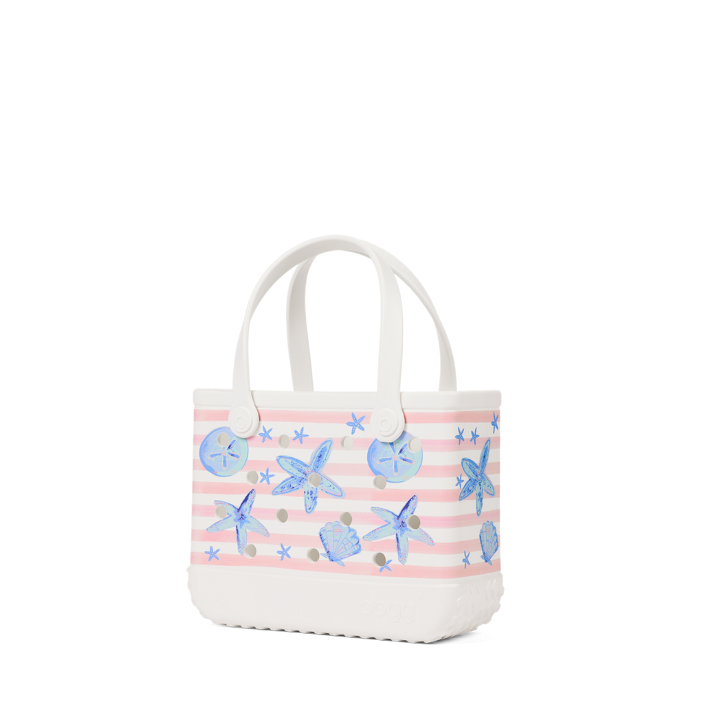 Bitty Bogg Bag - Pink Stripes & Blue Shells